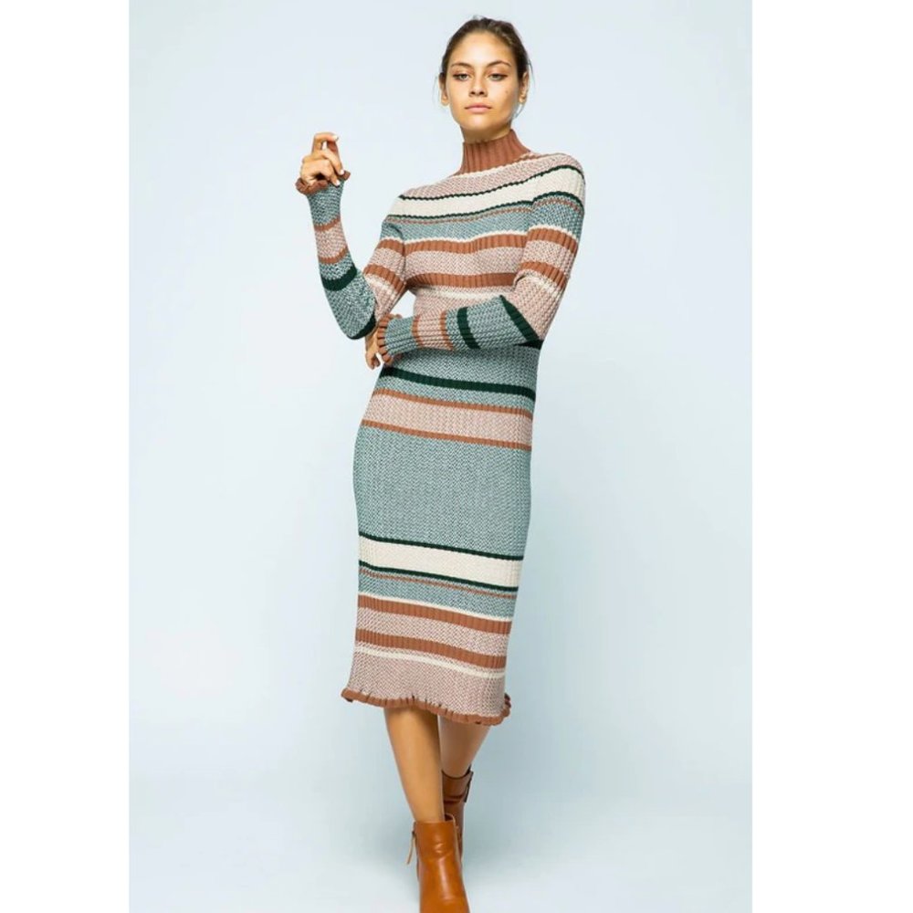 sweet generis ribbed multi colorblock midi dress S/M